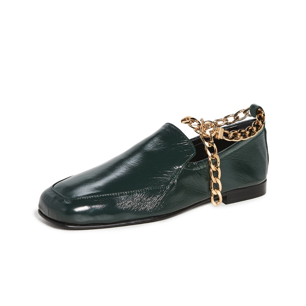 BY FAR Nick Chain Anklet Loafers, size 38, green, never worn PERFECT CONDITION!